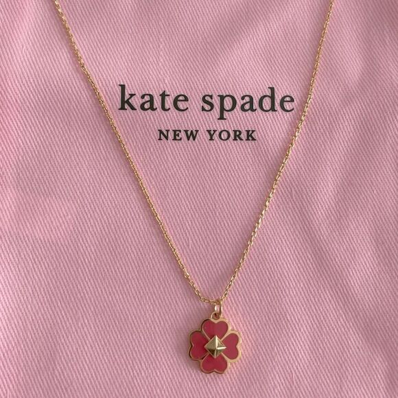 NWT Kate Spade Spades & Studs Enamel Mini Pendant Necklace - Picture 1 of 7